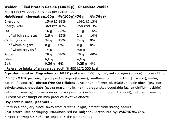 Weider Filled Protein Cookie 10x70g