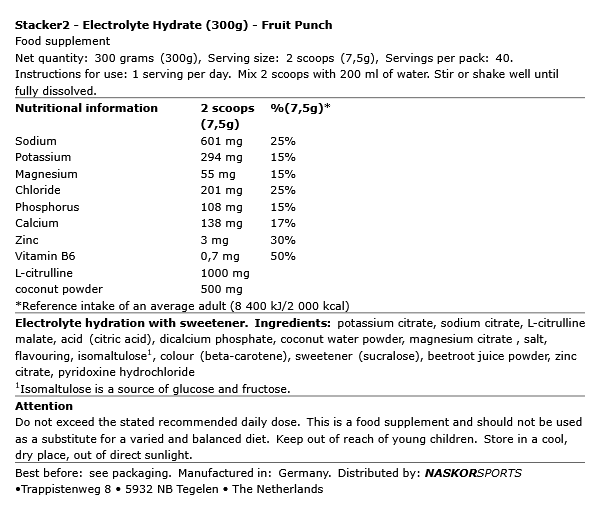 Stacker2 Electrolyte Hydrate 300g