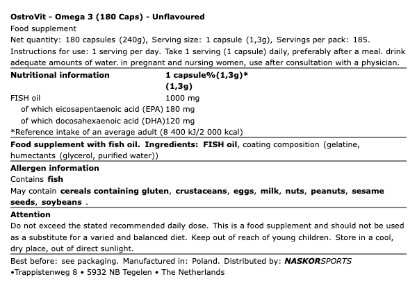OstroVit Omega 3 - 180 Kapseln