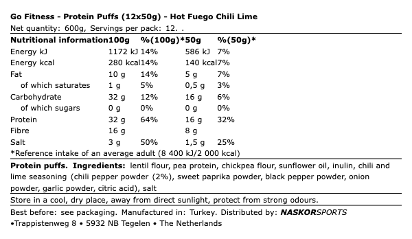 Go Fitness Protein Puffs 12x50g