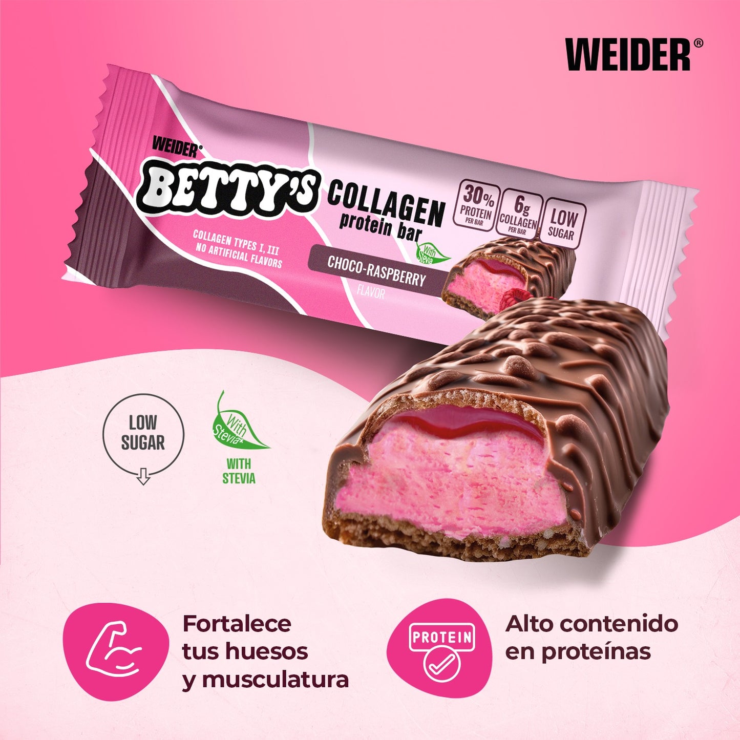 Weider Betty's Collagen Protein Bar Choco-Raspberry 12x50g