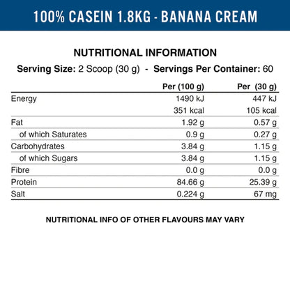 Applied Nutrition 100% Casein Protein Powder 1800g Dose