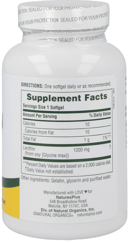 Natures Plus Lecithin 1200mg 90 Softgels