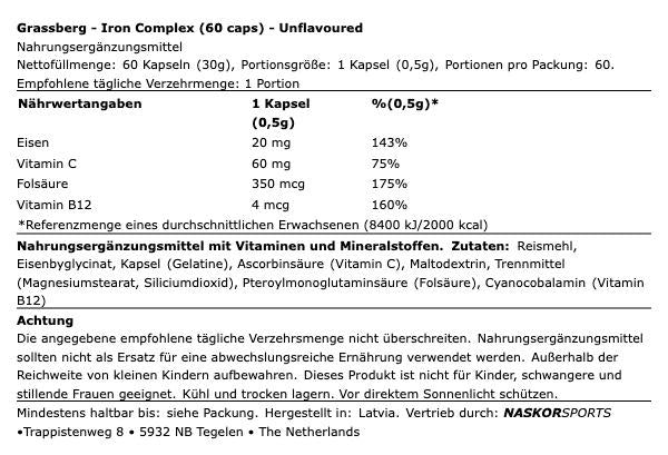 Grassberg Iron Complex Eisen 60 Kapseln