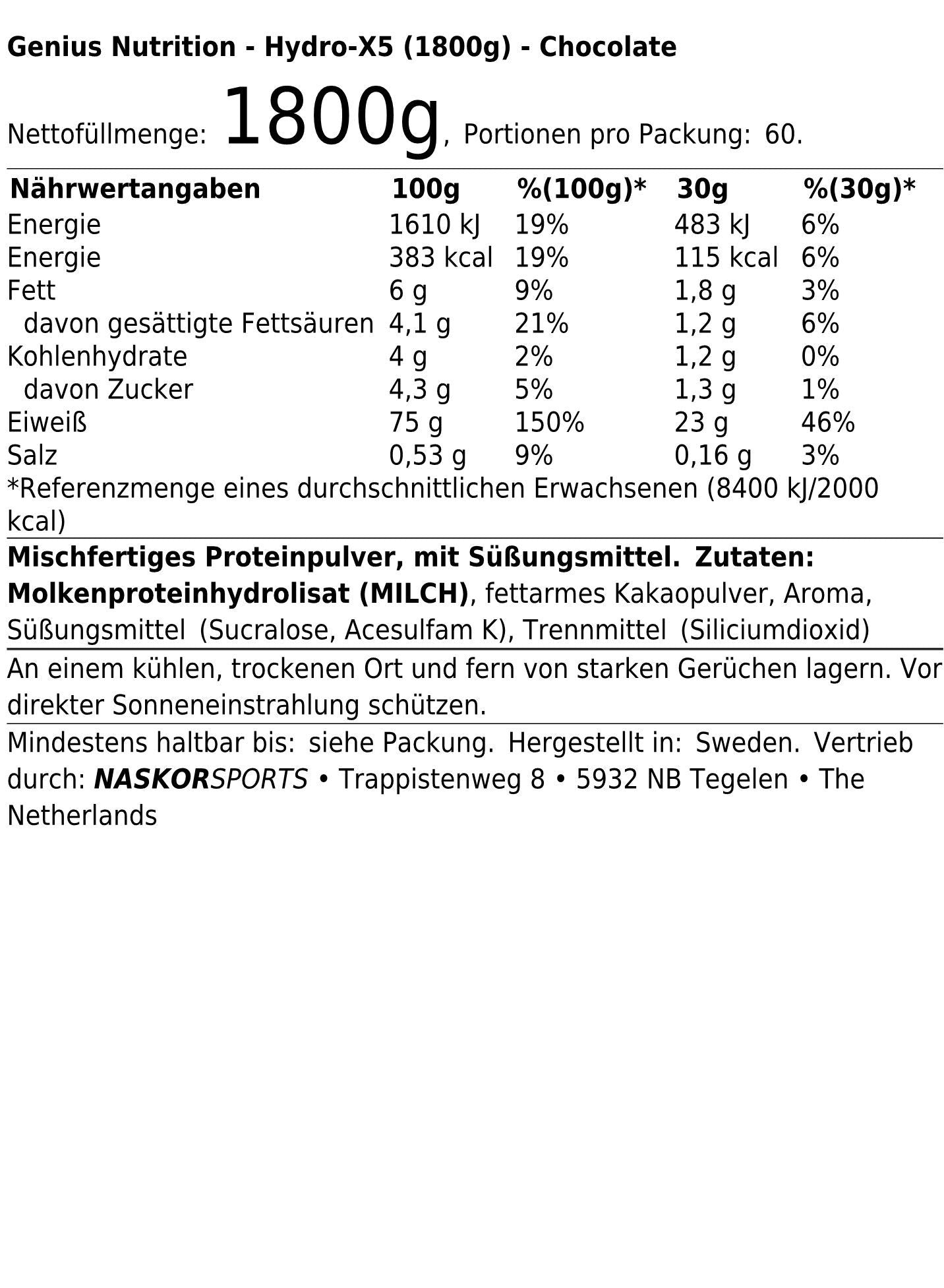 Genius Nutrition HYDRO-X5 1800g