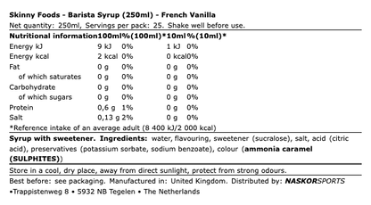 Skinny Foods Barista Syrup 250ml