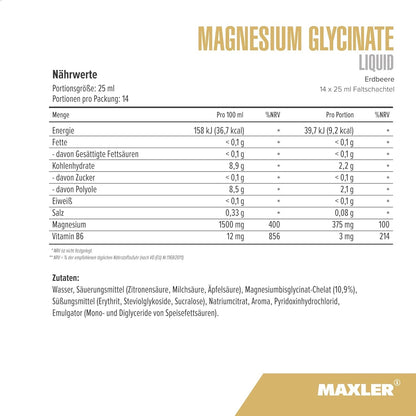 Maxler Magnesium Glycinate Liquid Ampullen 14x25ml