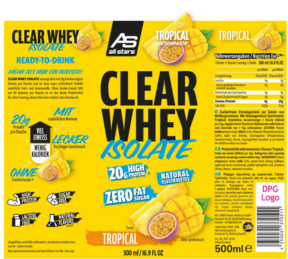 ALL STARS Clear Whey Isolate Drink - 12 Flaschen im Tray (12x500ml)