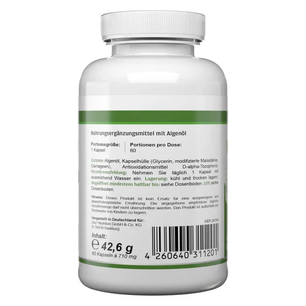 Zec+ Health+ Vegan Omega 3 - 500mg Algenöl 60 Kapseln