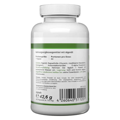 Zec+ Health+ Vegan Omega 3 - 500mg Algenöl 60 Kapseln