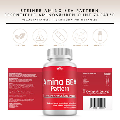 Steiner Amino 8EA Pattern - essentielle Aminosäuren 300 Kapseln