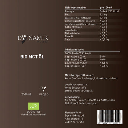 Dynamik Plus Bio MCT Öl 250ml Flasche