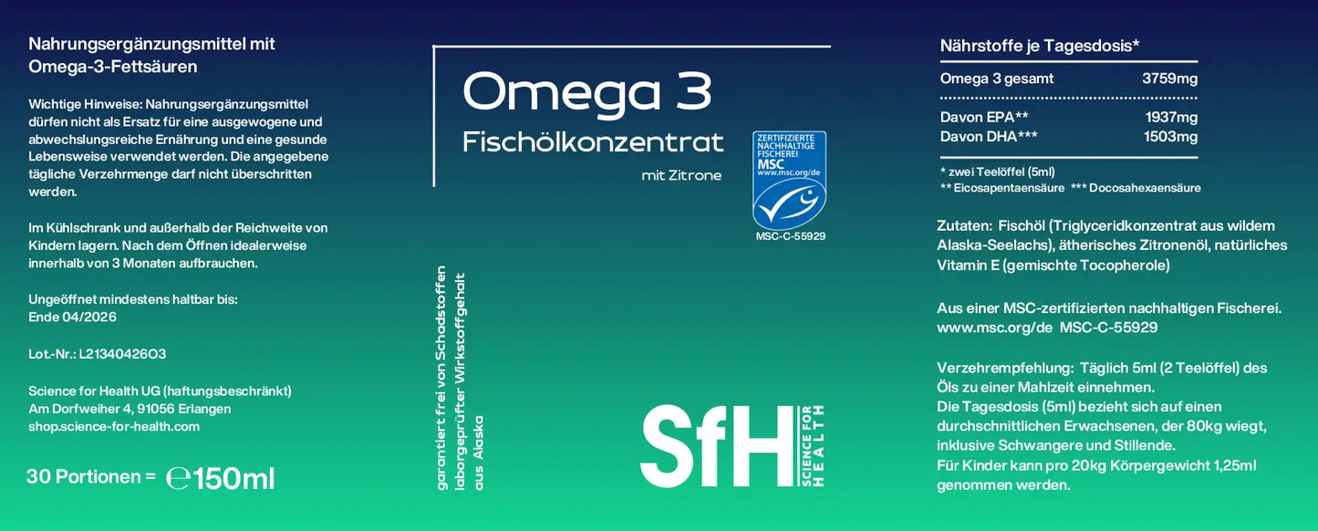 Science for Health Omega 3 Öl 150ml