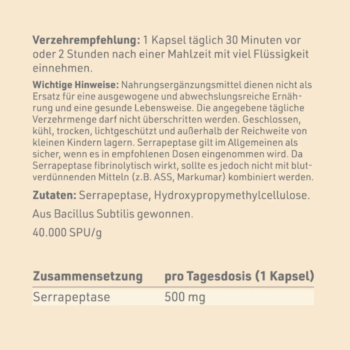 Dynamik Plus Serrapeptase 90 Kapseln