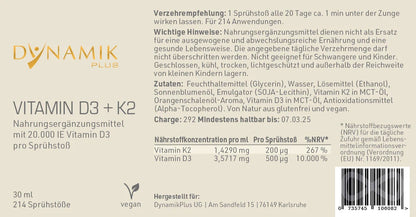 Dynamik Plus Vitamin D3 + K2 30ml Spray ZIMT Geschmack