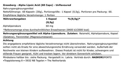 Grassberg Alpha Lipoic Acid Alpha Liponsäure 60 Kapseln