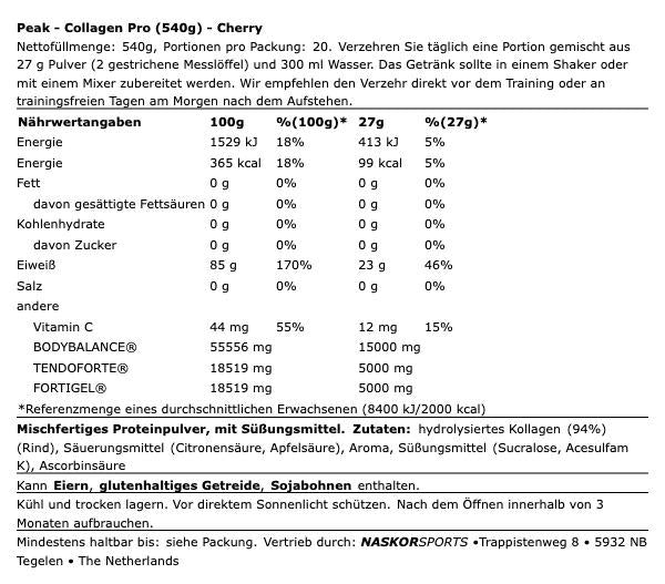 Peak Collagen Pro 540g