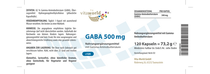 Vitaworld GABA 500mg 73,2g Dose