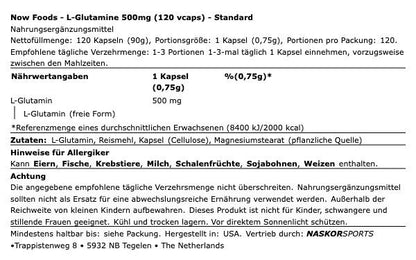 NOW Foods L-Glutamine 120 Kapseln