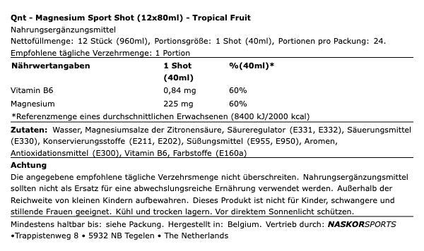 Magnesium Sport Shot 12x80ml