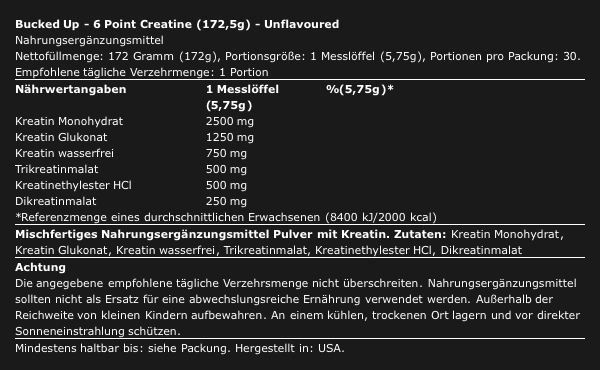 Bucked Up 6 Point Creatine 172g