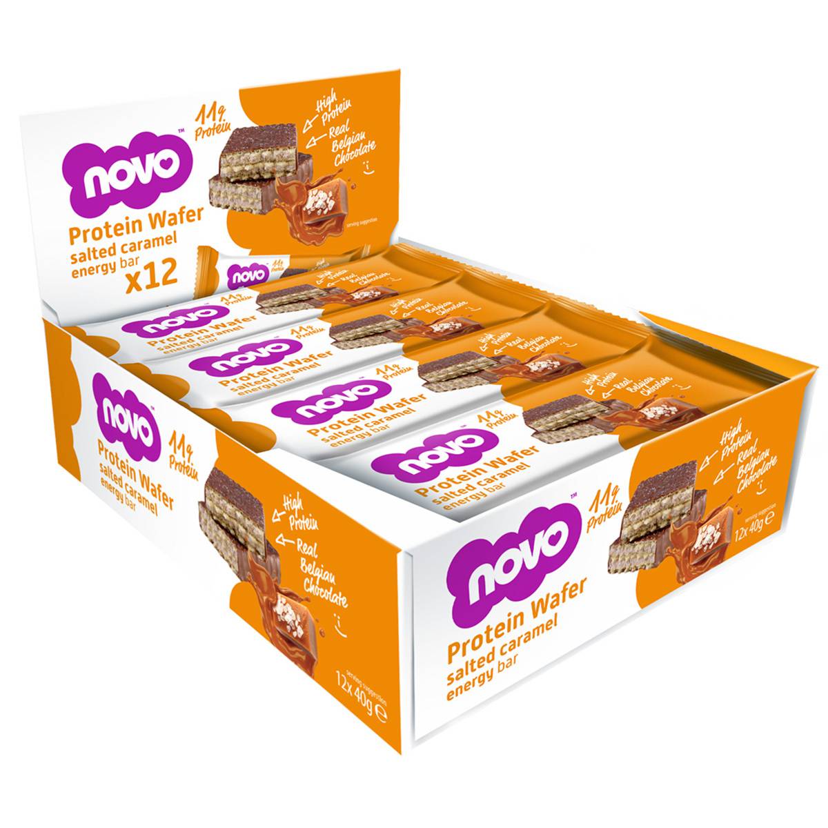 Novo Nutrition Protein Wafer Bar Proteinwaffel Riegel Box (12x40g)