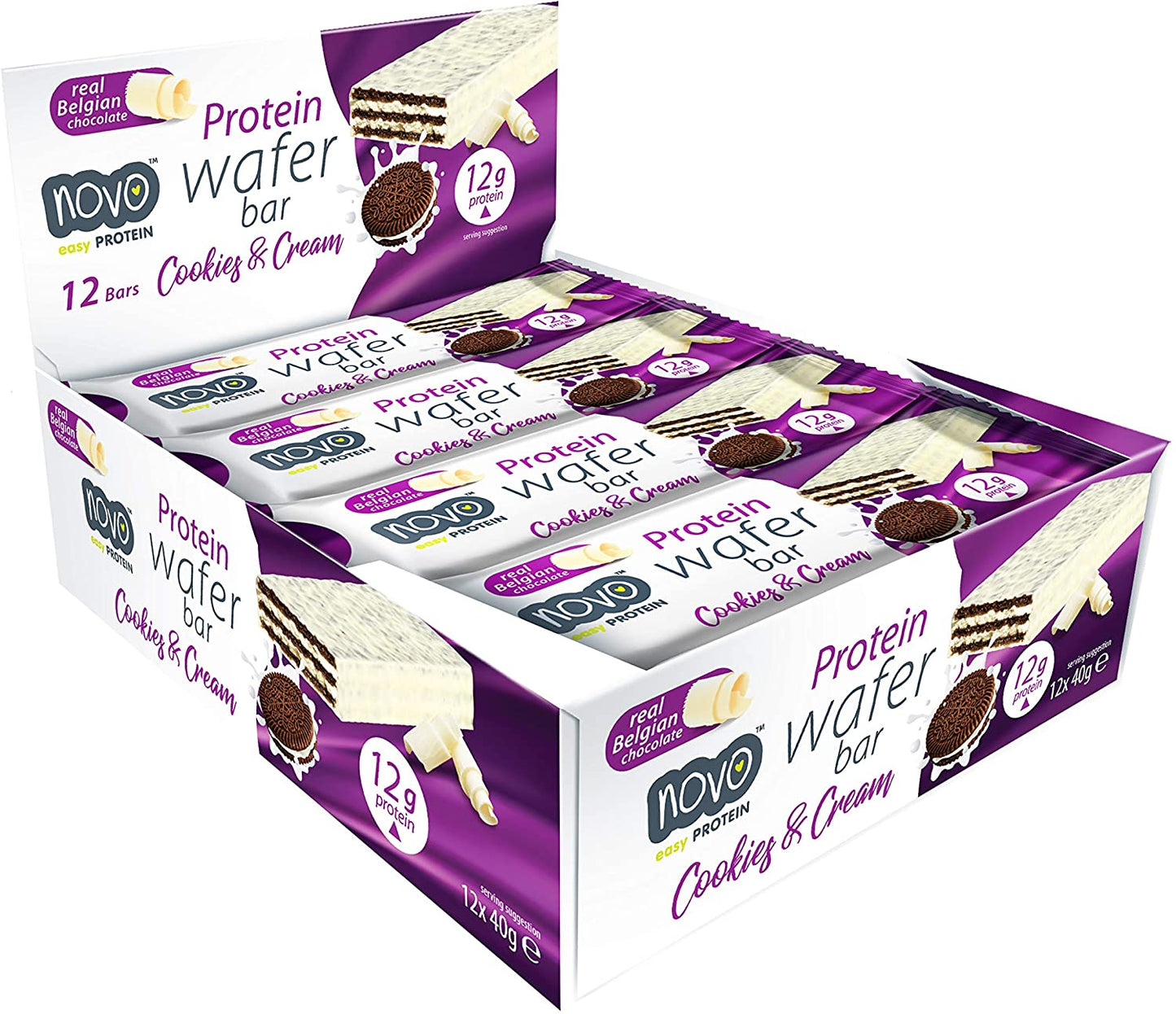 Novo Nutrition Protein Wafer Bar Proteinwaffel Riegel Box (12x40g)