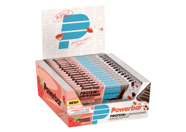 Powerbar Protein Plus Low Sugar + Immune Bar Proteinriegel Box 16x35g