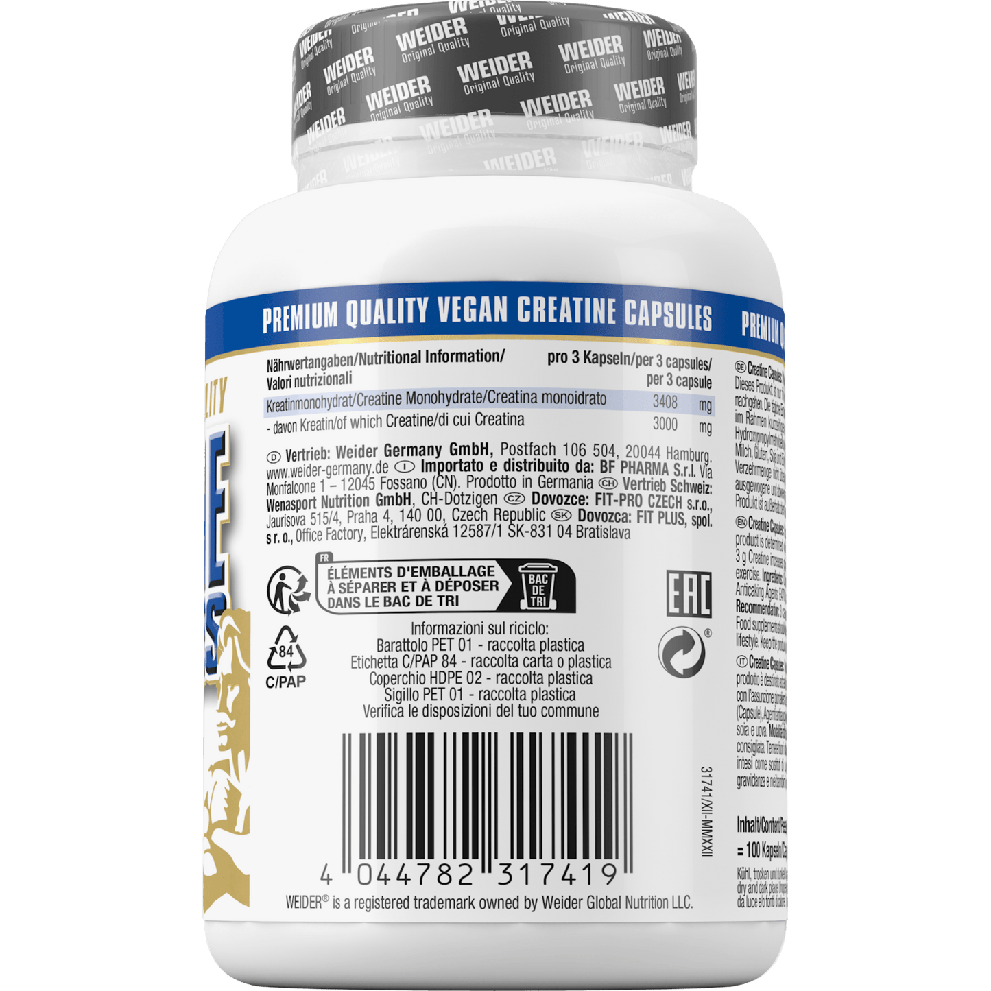 Weider Pure Creatine Capsules 100 Stück
