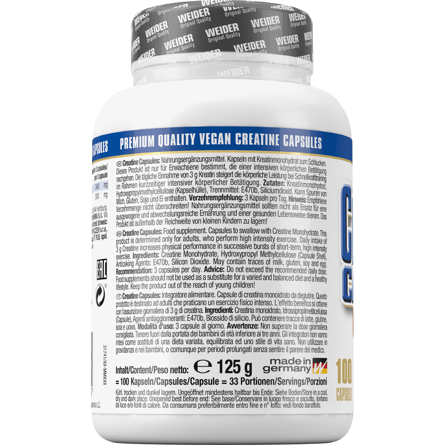 Weider Pure Creatine Capsules 100 Stück