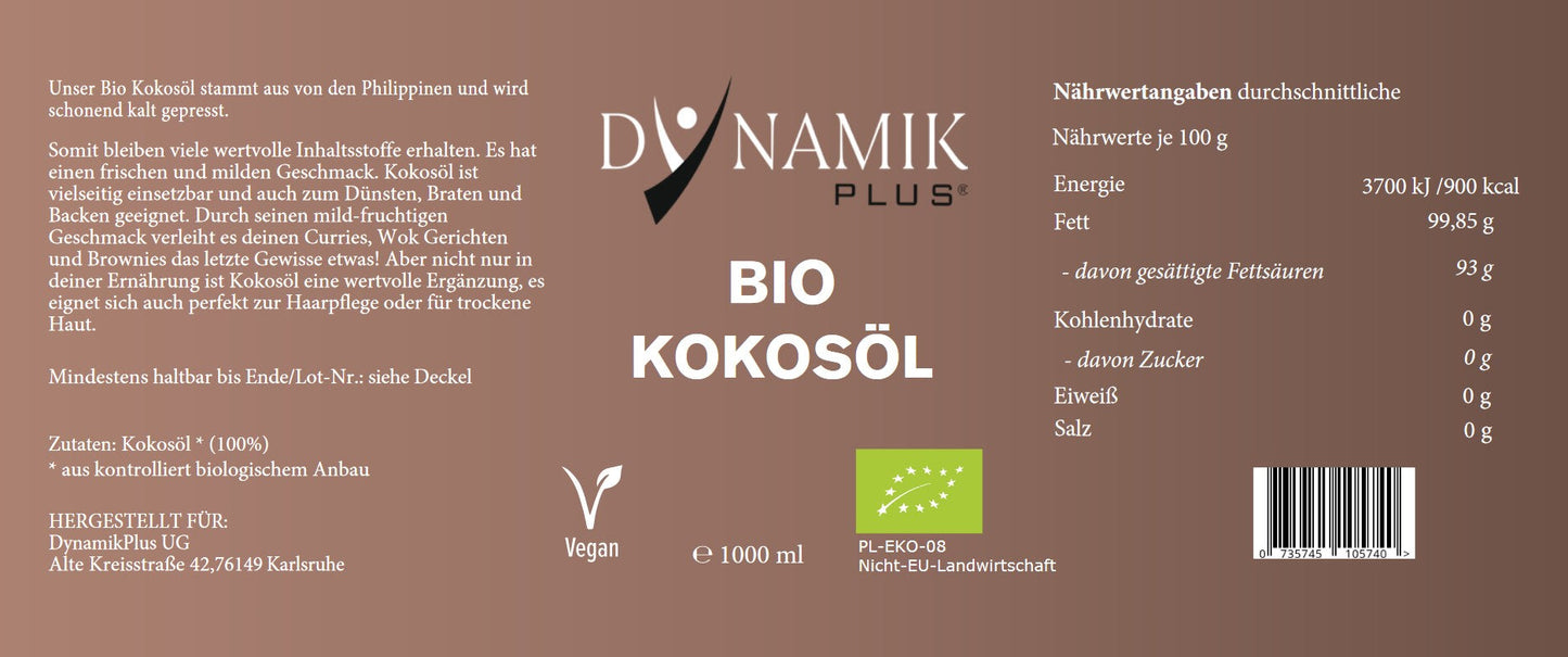 Dynamik Plus Bio Kokosöl 1000ml