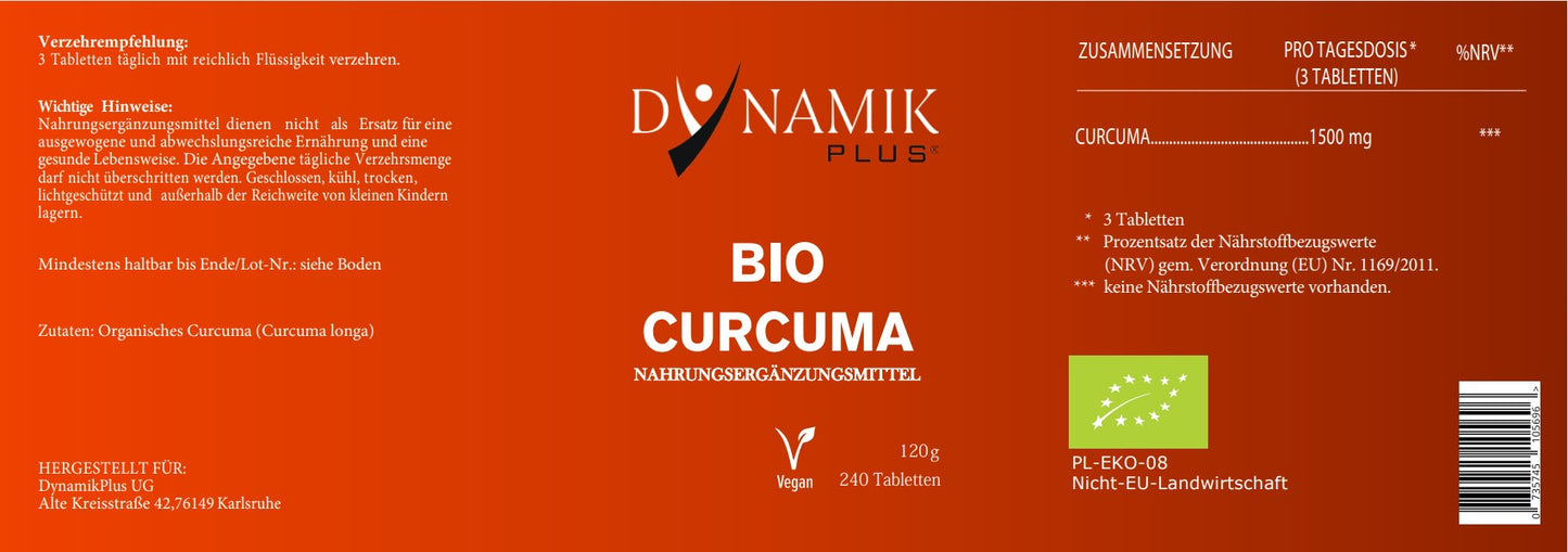 Dynamik Plus Bio Curcuma 240 Tabletten